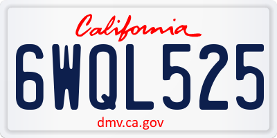 CA license plate 6WQL525