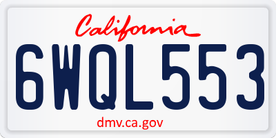 CA license plate 6WQL553