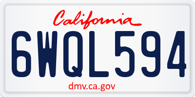 CA license plate 6WQL594