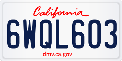 CA license plate 6WQL603