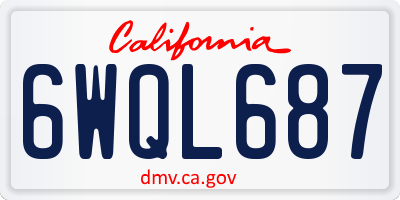CA license plate 6WQL687