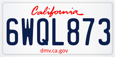 CA license plate 6WQL873