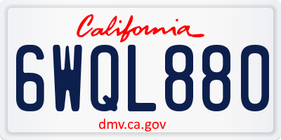 CA license plate 6WQL880