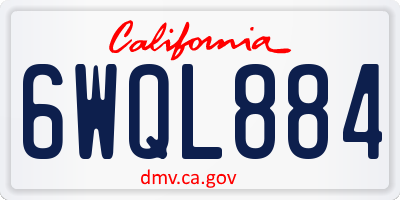 CA license plate 6WQL884