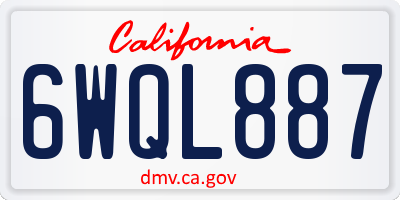 CA license plate 6WQL887