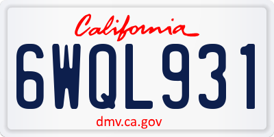 CA license plate 6WQL931
