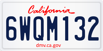 CA license plate 6WQM132