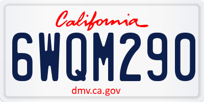 CA license plate 6WQM290