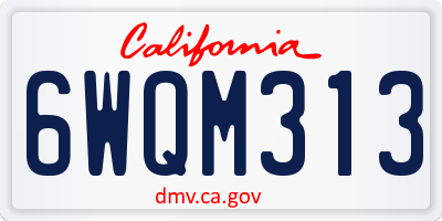 CA license plate 6WQM313