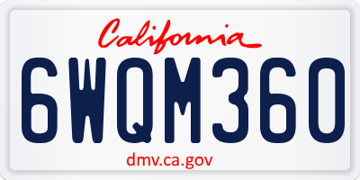 CA license plate 6WQM360