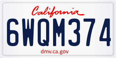 CA license plate 6WQM374