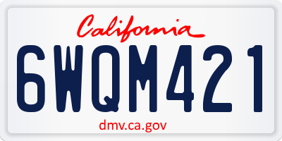 CA license plate 6WQM421