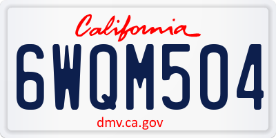 CA license plate 6WQM504