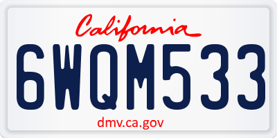 CA license plate 6WQM533