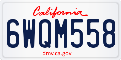 CA license plate 6WQM558