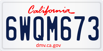 CA license plate 6WQM673