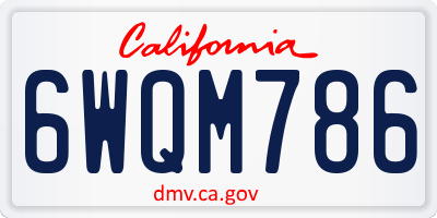 CA license plate 6WQM786