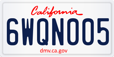 CA license plate 6WQN005
