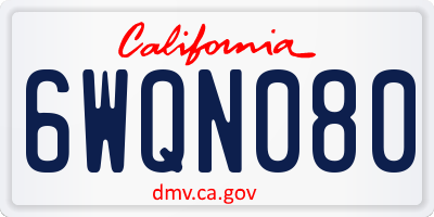 CA license plate 6WQN080