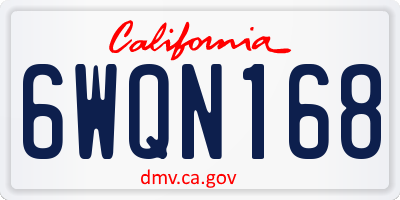 CA license plate 6WQN168