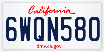 CA license plate 6WQN580