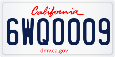 CA license plate 6WQO009