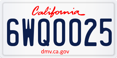 CA license plate 6WQO025