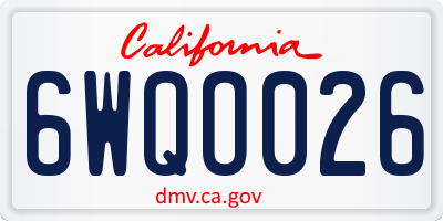CA license plate 6WQO026