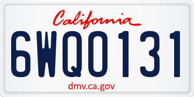 CA license plate 6WQO131
