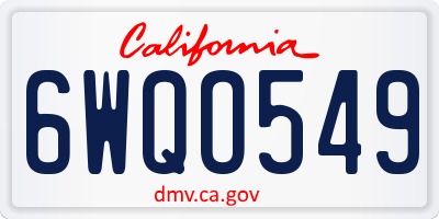 CA license plate 6WQO549