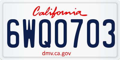 CA license plate 6WQO703