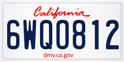 CA license plate 6WQO812