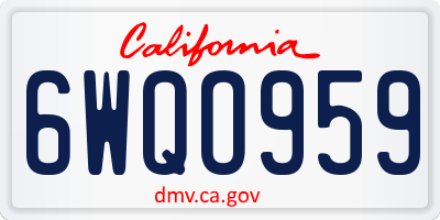 CA license plate 6WQO959