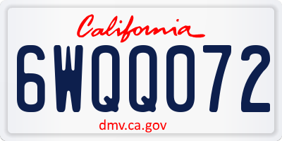 CA license plate 6WQQ072