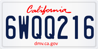 CA license plate 6WQQ216