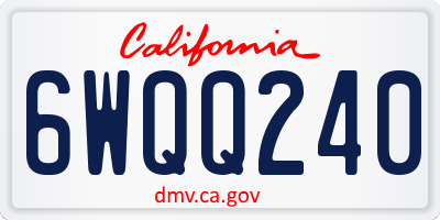 CA license plate 6WQQ240