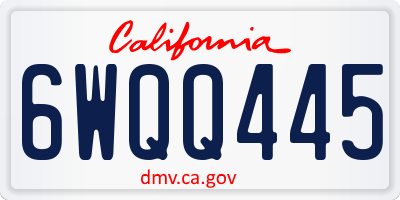 CA license plate 6WQQ445