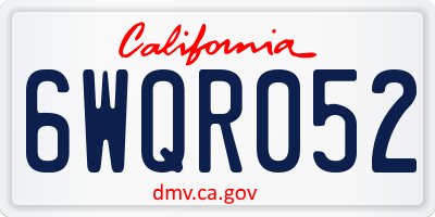 CA license plate 6WQR052