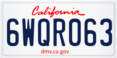 CA license plate 6WQR063