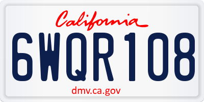 CA license plate 6WQR108