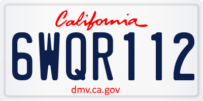 CA license plate 6WQR112