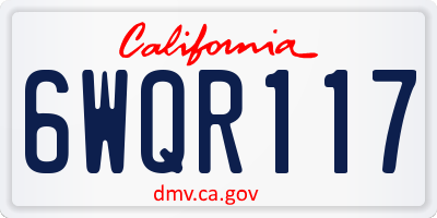 CA license plate 6WQR117