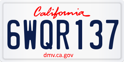 CA license plate 6WQR137