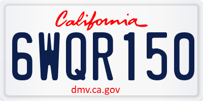 CA license plate 6WQR150