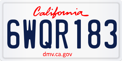CA license plate 6WQR183