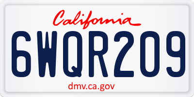CA license plate 6WQR209