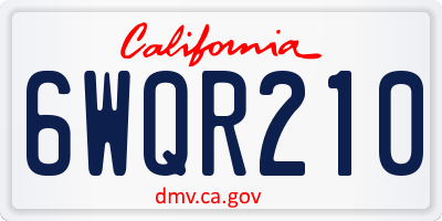 CA license plate 6WQR210