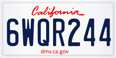 CA license plate 6WQR244
