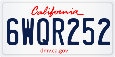 CA license plate 6WQR252