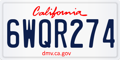 CA license plate 6WQR274